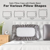 2 Packs Silk Satin Pillowcases for Hair and Skin. Decorative Luxurious Travel Elastic Band Satin Pillowcase. No Zipper, Folded Soft Blank Pillow Covers. Perfect for Travel and DIY Sublimation - Grey TornadoZ