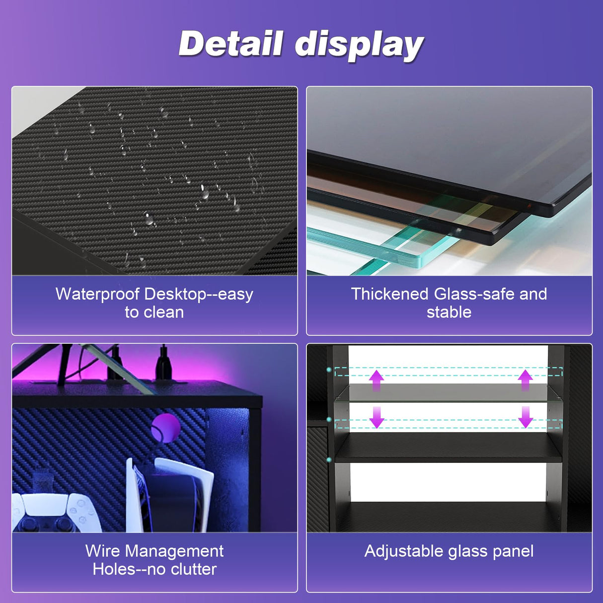 Viplive LED TV Stand for 55/60/ 65 Inch TV, TV Stand Table with PS5 Cabinet & Power Outlet, Black TV Stand for Living Room with Storage Drawer, TV Entertainment Center with RGB Lights for Bedroom Viplive