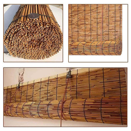 ADafeg Bamboo Roman Shades Blinds for Indoor/Outdoor, Woven Shades for Patio 20" 24" 25" 28" 30" 32" 36" 38" 40" Width, Cordless Roll-up Bamboo Curtain Blackout Bamboo Blinds (Size : 32" x 64") ADafeg
