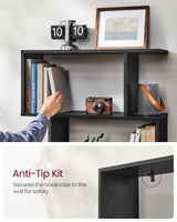 VASAGLE Bookshelf, 5-Tier Bookcase, Tall Display Shelf, Freestanding Storage Shelf, Room Divider, for Home Office, Living Room, Bedroom, Study, Ebony Black ULBC062T56 VASAGLE