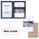 4x6 Double Picture Frame Wooden Hinged Photo Frame Definition Glass Stand Vertically on Desktop or Tabletop Black FOREV
