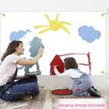 4 Pack Large Banners Signs Paintable Blank Banners 2 x 4 Feet White Flags Plain Make Your Own Banner DIY Party Festival Celebration Sport Activities School Events Outdoor Decoration with 39.37ft Rope AccuLess