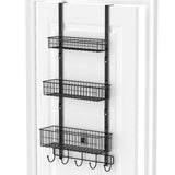 YBING Over The Door Organizer with Hooks 3 Tier Back Towel Hanger Baskets Metal Behind Hanging Storage Shelf Pantry Racks for Bedroom Bathroom Black, R01-R984 YBING