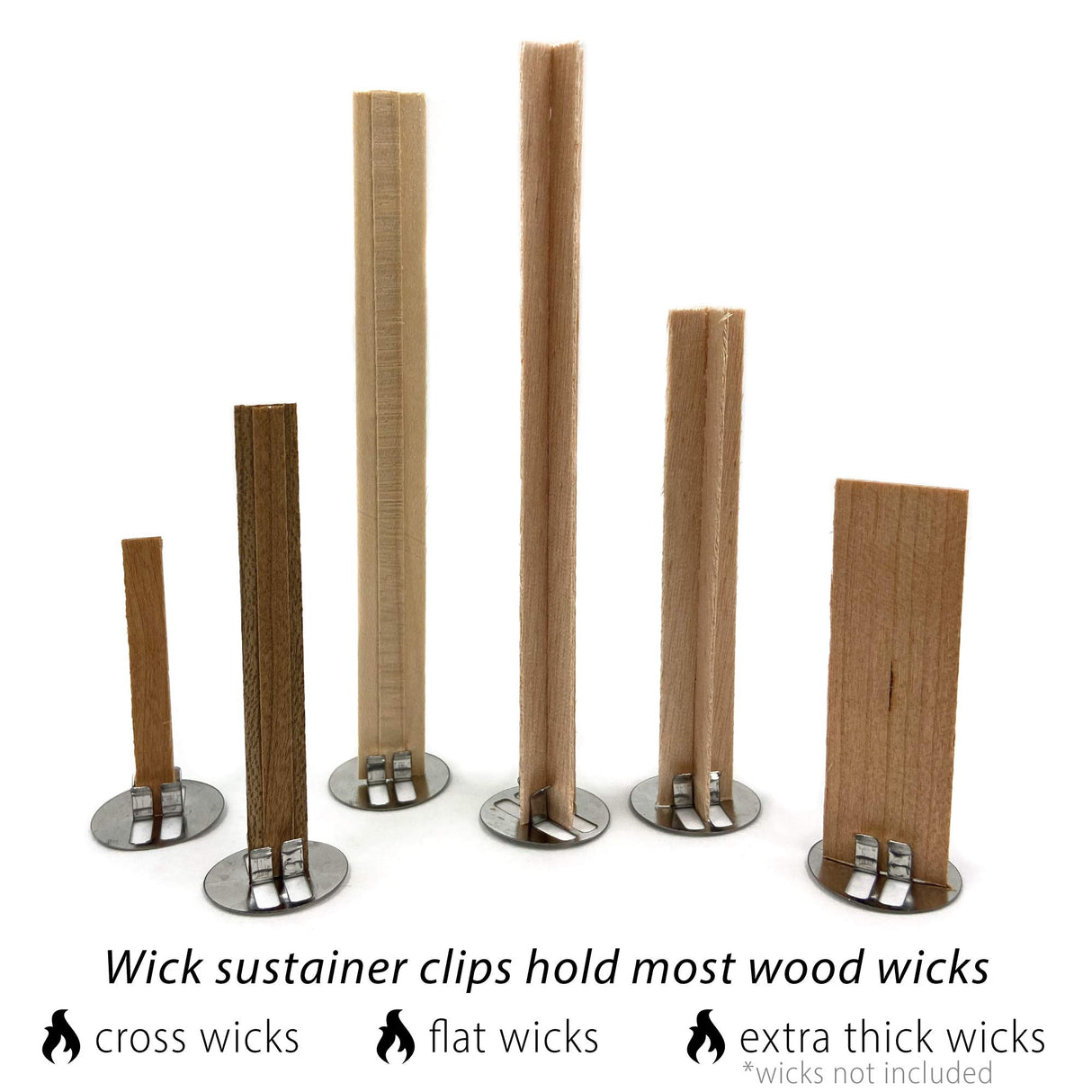 Hemlock Park Universal Wood Wick Clips for Candles | Sustainer Tabs Fit Most Wooden Wicks | Longer Burn Time & Less Wasted Wax (100 Pack) Hemlock Park