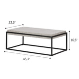 South Shore Mezzy Industrial Coffee Table, Concrete Gray and Black, 43.3 in x 23.6 in x 16.5 in South Shore