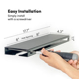 xympo Wall Mounted Wine Rack – Metal Floating Bar Shelf with Bottle and Glass Holder, Holds 5 Bottles and 4-6 Glasses xympo