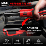 FULLYEA Electric Ratchet Wrench Set, 550 RPM Cordless Ratchet Wrench, 3/8" 18V Power Ratchet Tools with Variable Speed, LED Light, 7 Sockets, 2 Packs 2.0Ah Lithium-Ion Battery and Fast Charger FULLYEA