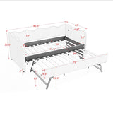 Twin to King Daybed with Trundle, USB Ports Soft Upholstered Daybed with Pop Up Trundle Bed Twin, Modern Extendable Day Bed Frame for Kids Bedroom Living Room Guest Room Small Places Navy Blue Deolme