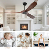 heimo 72 Inch Outdoor Ceiling Fans Without Lights，Wood Ceiling Fan No Light for Patios Living Room Bedroom Large Indoor Exterior Modern Farmhouse Propeller 3 Blade Wooden Fan with Remote (Walnut) heimo