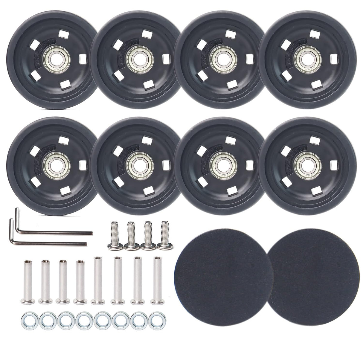 Luggage Wheels Replacement Kit 50mm x 12mm, Suitcase Replacement Wheels with Black Screws Axles Bearings, Repair Suitcase Caster Set for Trolley Bag Travel (8PCS) FLIHONST