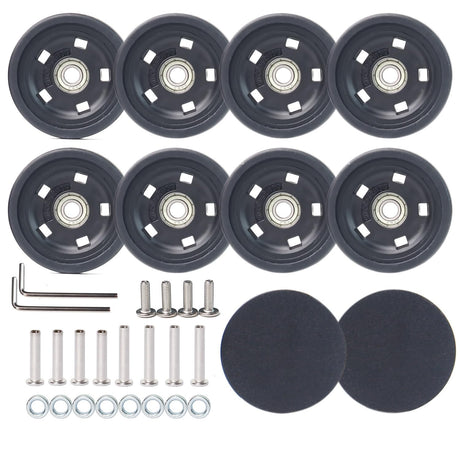 Luggage Wheels Replacement Kit 50mm x 12mm, Suitcase Replacement Wheels with Black Screws Axles Bearings, Repair Suitcase Caster Set for Trolley Bag Travel (8PCS) FLIHONST