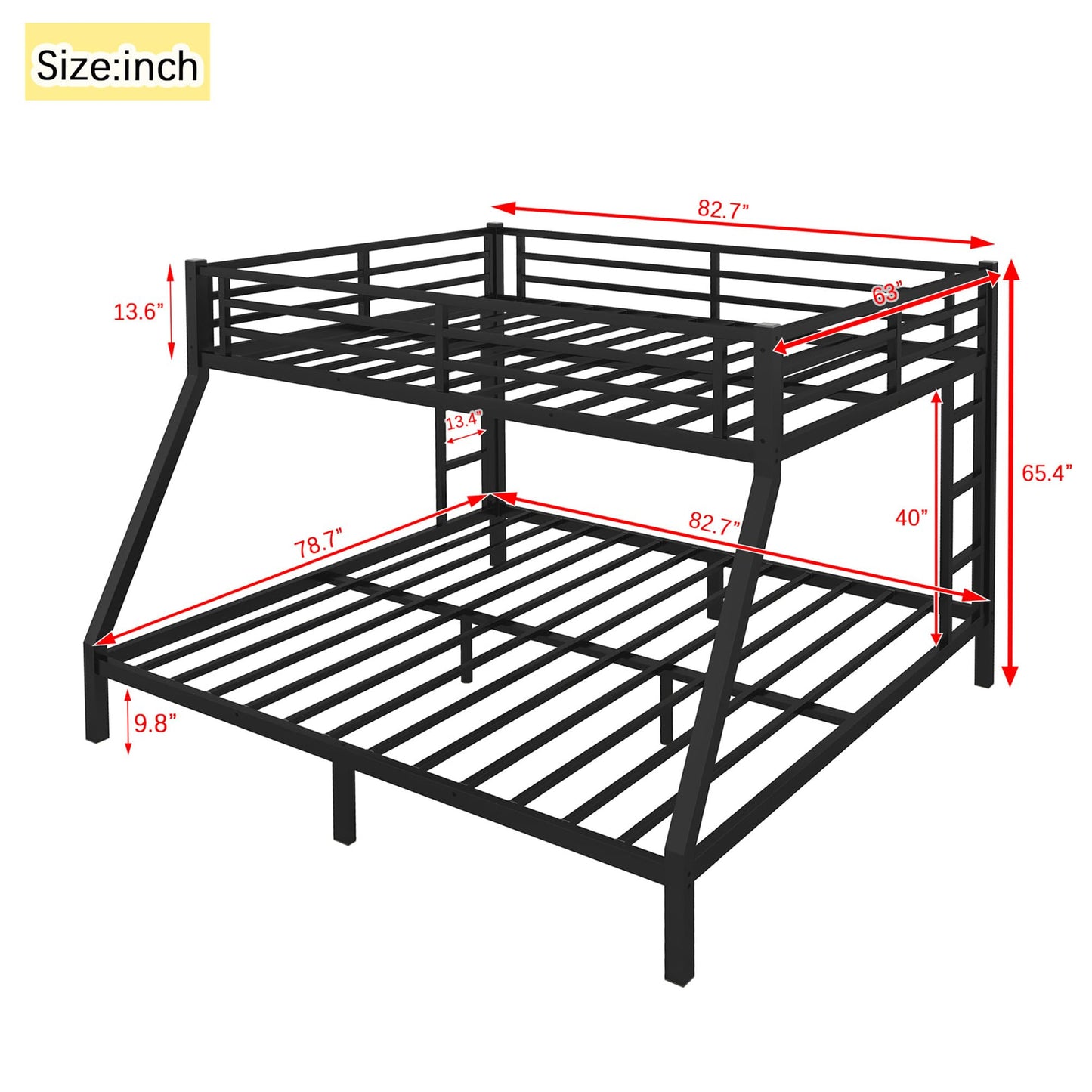 STERXONE Upgraded Version Thicken Metal Queen Over King Bunk Bed, Heavy-Duty Steel King Bunk Bed, Best Modern Bunkbed Queen Over King Size for Adults, Easy Assemble (Queen/King)