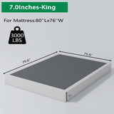 ALDRICH 7 Inch Heavy Duty Metal Box Spring Mattress Foundation 3000lbs Max Weight Capacity/Non-Slip/No Noise/Easy Assembly/Easy Clean Cover,King ALDRICH