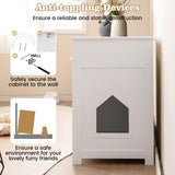 Tangkula Litter Box Enclosure, 31.5 Inch Enclosed Cat Box Cabinet with 2 Storage Drawers, Double Doors & 2 Open Shelves, Hidden Cat Washroom, Modern Cat Litter Box Furniture for Indoor Cats Tangkula