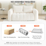 66'' Boneless Corduroy Loveseat Sofa, 2 Seater Tufted Deep Seat Couch with Rounded Armrest, Upholstered Cloud Couch for Living Room, Bedroom, No Assembly, White WUTUTUEE