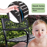 Patio Park Garden Bench Outdoor Metal Benches,400 lbs Cast Iron Steel Frame Chair w/PVC Mesh Pattern - for Park Yard Front Porch Path Yard Lawn Decor Deck Furniture,Black Payhere