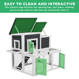 XiliqingEco Outdoor Chicken coops for 2-4 Chickens Wooden with Waterproof Asphalt Roof, Ramp, and Multiple Doors Openable Top Pull-Out Tray Suitable for Outdoor Backyard (Black and White) XiliqingEco