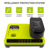 Futurebatt Dual Charging Port P117 Quick Charger (Multi-Chemistry) for Ryobi 12V-18V ONE+ NiCd/NiMh/Lithium Tools Battery Charging Station fit P100 P102 P103 P105 P107 P108 P122 P189 P191 P197 Futurebatt