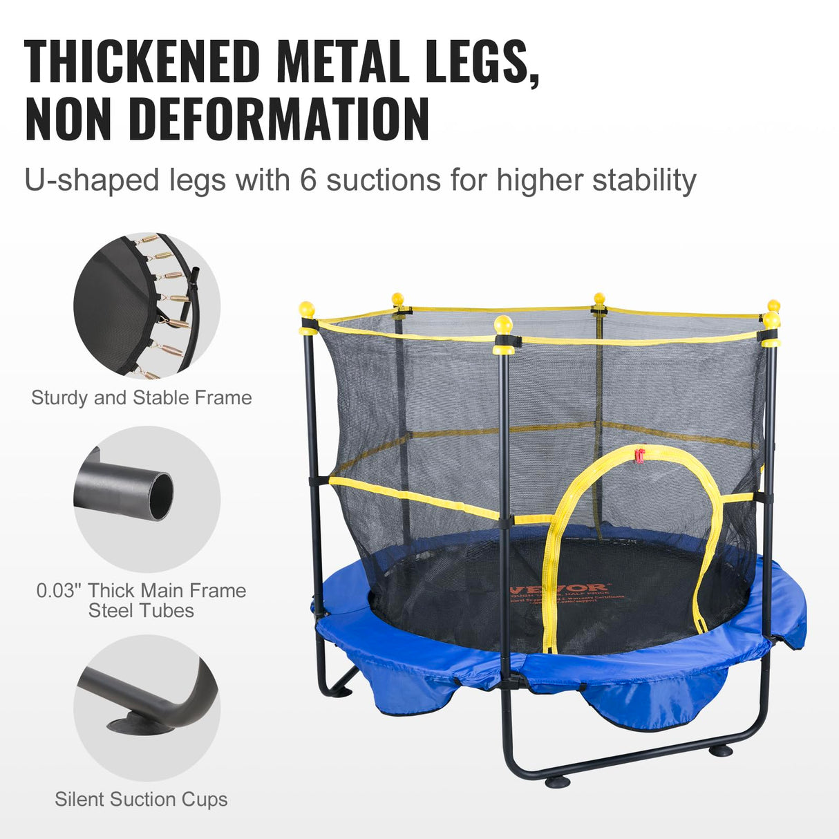 VEVOR 5FT Trampoline for Kids, 60" Indoor Outdoor Trampolines with Safety Enclosure Net, Basketball Hoop and Ocean Balls, Mini Toddler Recreational Birthday Gifts for 3+ Years Kids VEVOR