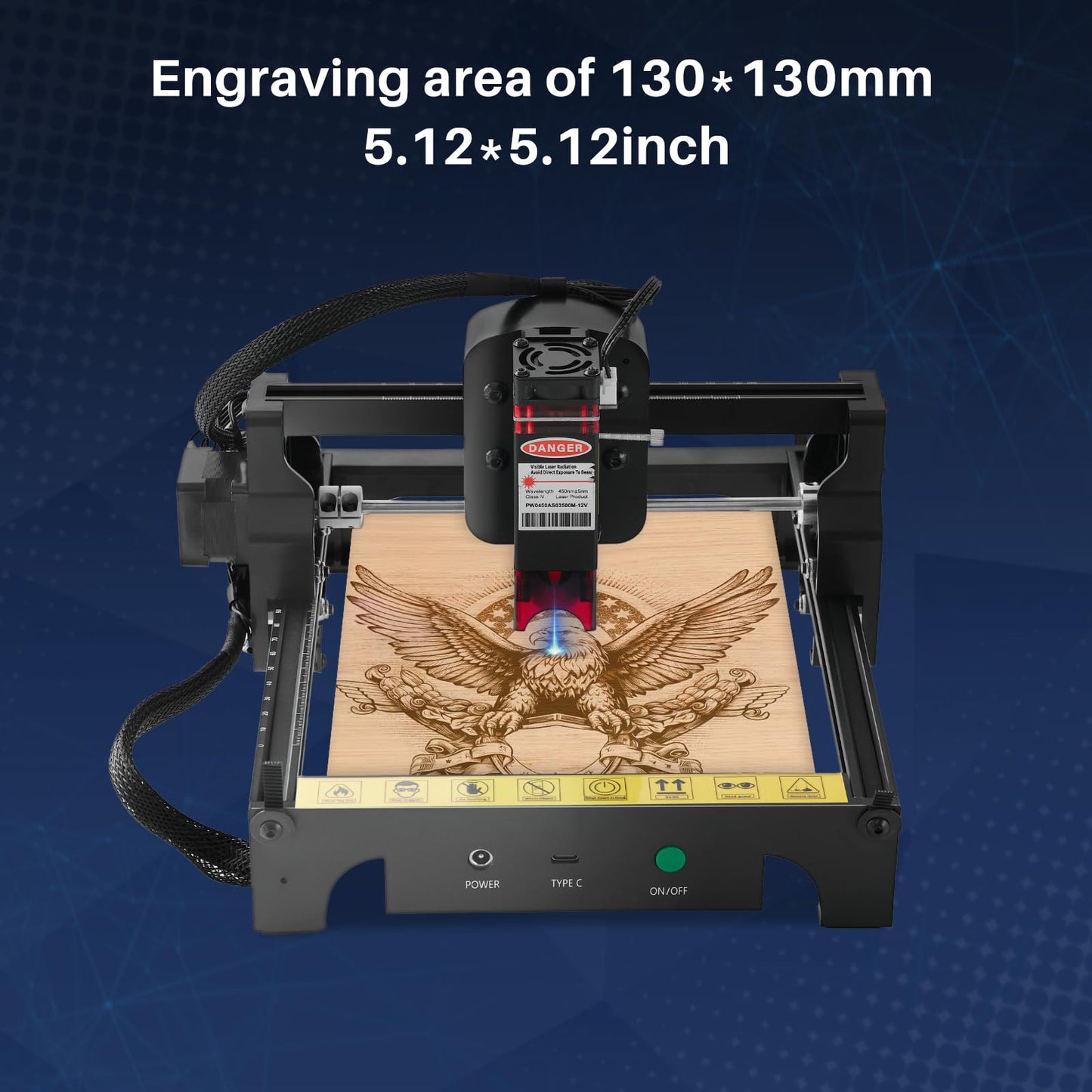 Roomark Laser Engraver Machine, 1.6W Output Laser Cutting Machine, Engraving Wood and Metal, 130 * 130mm Maximum Working Size, Laser Cutter and Engraver Machine - WoodArtSupply