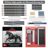 Brusarth Charcoal Pencils for Drawing, 18 Pcs Art Pencil Kit, Professional Sketching Pencil, Art Supplies for Drawing, Shading, Sketching, Blending, Artist Pencils for Beginners & Artists Brusarth