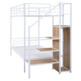 Harper & Bright Designs Metal Bunk Bed with Stairs and Wardrobe, Twin Over Twin Bunk Bed Frame with Storage Ladder, for Kids Teens Adults, White Harper & Bright Designs