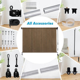 Artpuch Outdoor Roller Shade 8'(W) x8'(H) Fabric Blind Mocha 220GSM Roll Up Shade, Wand Operation Exterior Roller Shade Cloth for Patio Porch Gazebo, Spliced of Two Sections Artpuch