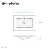 Swiss Madison Drop In Ceramic Well Made Forever Swiss Madison SM-VT324 Vanity Top, 18.5"D x 24.25"W x 6.75"H, Glossy White Swiss Madison