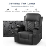 FURNIMAT Recliner Chairs for Adults, Massage Rocker with Heated Modern Ergonomic Lounge 360 Degree Swivel Single Sofa Seat Living Room Lounge Recliners Black FURNIMAT