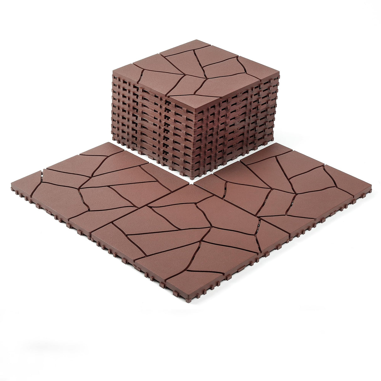 Porch Plastic Outdoor Interlocking Deck Tiles, 44 Pack Patio Flooring, 12"x12" Interlocking Decking Tiles Outdoor Or Indoor All Weather Use, Waterproof Patio Pavers for Pool Balcony Backyard Porch Voyavela