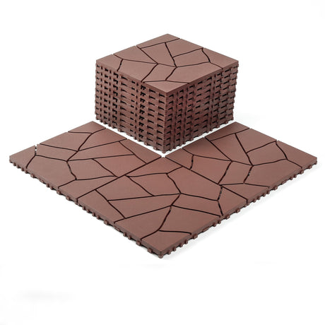 Porch Plastic Outdoor Interlocking Deck Tiles, 44 Pack Patio Flooring, 12"x12" Interlocking Decking Tiles Outdoor Or Indoor All Weather Use, Waterproof Patio Pavers for Pool Balcony Backyard Porch Voyavela
