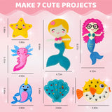 SPROUT & SPARK STUDIO Sewing Kit for Kids Ages 5+ | Crafts Toys for Girls with 7 Easy Felt Projects | Beginner Crochet & Knitting Starter Set | Mermaid Stuffed Dolls, Play & Learn DIY Art SPROUT & SPARK STUDIO