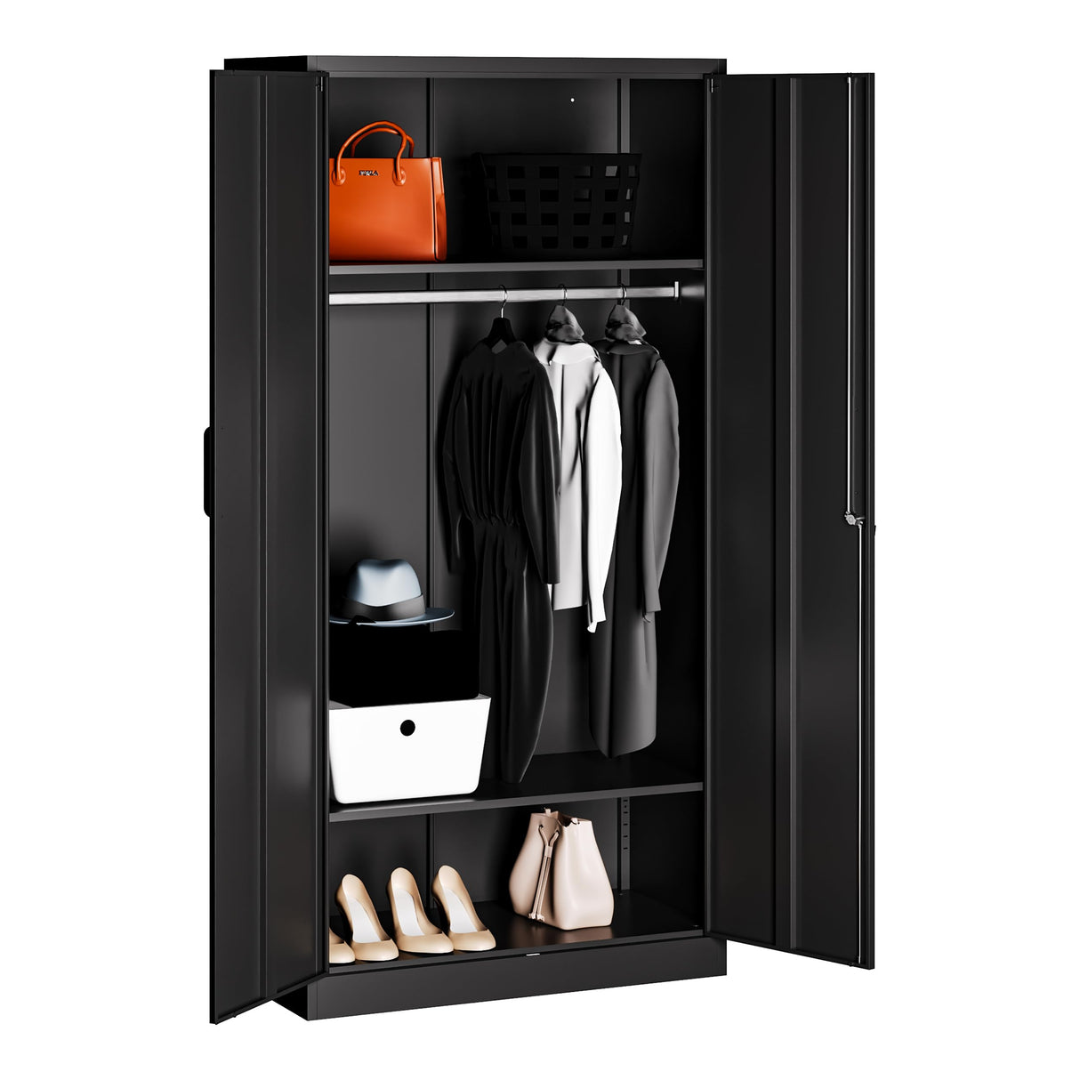 SISESOL Metal Storage Cabinets Locker with Locker Shelf, 72" Armoire Wardrobe Closet with Hanging Rod Storage Locker, Wardrobe Cabinet for Bathroom Storage Cabinet with Doors Lockers for Employees SISESOL