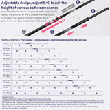 SWTYMIKI Shower Caddy Tension Pole - 4-Tier Corner Shower Organizer Tension Rod with Soap Holder, Toothbrush Holder & 4 Hooks, Adjustable Stainless Steel Bathroom Organizer 27.6 to 108.3 inch, Black SWTYMIKI