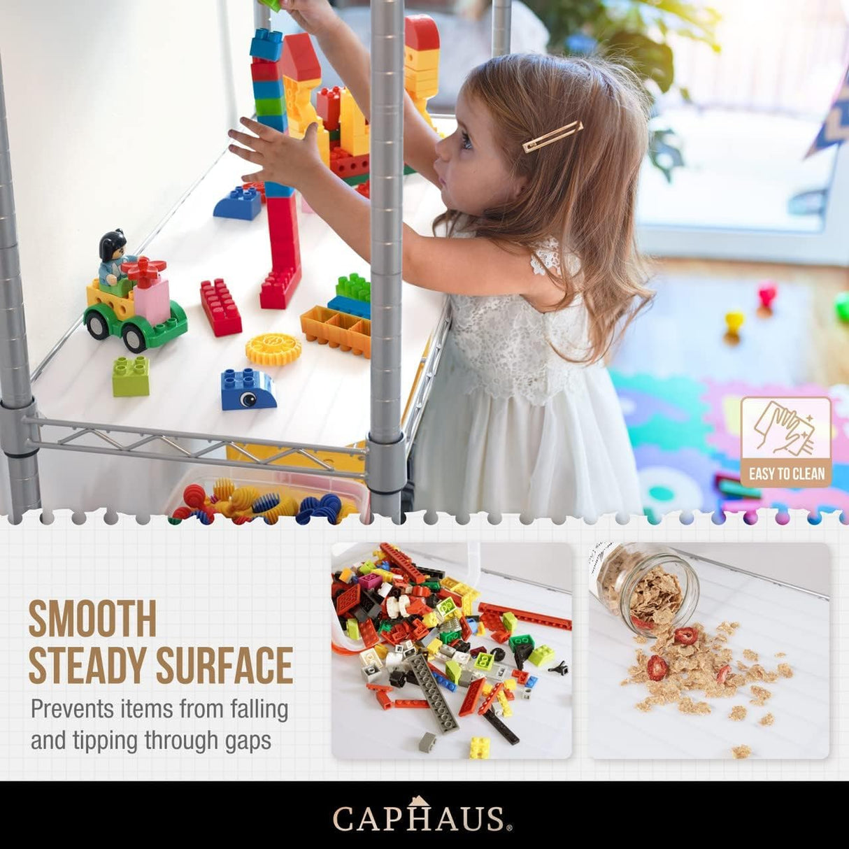 CAPHAUS NSF Commercial Grade Heavy Duty Wire Shelving w/Wheels, Leveling Feet & Liners, Storage Metal Shelf, Garage Shelving Storage, Utility Wire Rack Storage Shelves, w/Liner, 60 x 24 x 76 4-Tier CAPHAUS