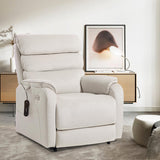 EONIX Wide Lay Flat Power Lift Recliner Chair for Elderly, Heavy Duty Oversized Fabric Lift Chairs Recliner Sofa with Heat and Massage and Charging Ports, Chenille White EONIX