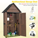 Outdoor Storage Shed,Vertical Wooden Tool Shed with Waterproof Roof,Adjustable 3 Tiers Shelves,Storage Tool Cabinet Box with Metal Frame Sloped Roof for Backyard Garden Patio Lawn (Dark Brown) Aivituvin