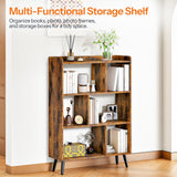 HOOBRO 6 Cube Bookshelf, 4 Tier Bookcase with Legs, Mid-Century Modern Bookshelves, Large Open Storage Shelf, Wooden Book Case for Living Room, Bedroom, Office, Kitchen, Rustic Brown FG116SJ01 HOOBRO