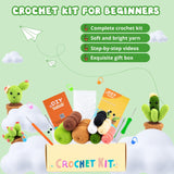 HTVRONT Crochet Kit for Beginners - Complete Crochet Kits with Stitch by Stitch Video Tutorial, Beginner Crochet Kit for Adults Kids Gift - Starter Easy Learn to Crochet Succulent Plants Family HTVRONT