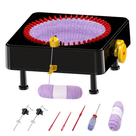 JAMIT Knitting Machine, 48 Needles Knitting Loom Machine, Hand Crank Knitting Machines for Adults, Knitting Board Rotating Double Knit Loom Machine Kit (No Electric Function) JAMIT