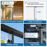 Muzata 2Pack Black Aluminum Intermediate Cable Railing Post Level drilled 36" x3/4" Surface Mount Cable Railing System Kit Square Stabilizer Post with Flat Bracket Indoor Outdoor Seaside PD72 BHAS Muzata