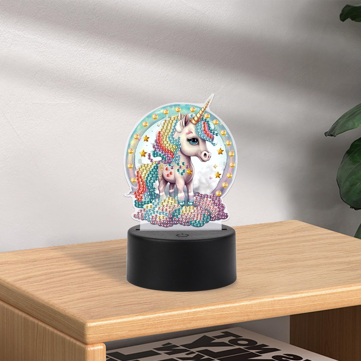 JISHSHAY Diamond Painting Night Light Diamond Art Table Lamps Gem Art LED Lights Gem Painting Desk Lamp Mosaic Kits for Adults DIY Kits for Adults Paint by Numbers,with Special Shaped Crystal,Unicorn JISHSHAY
