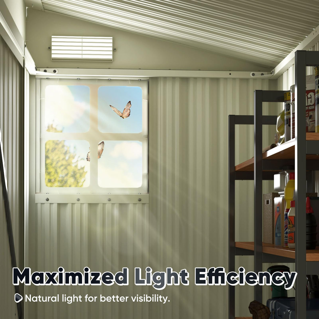 Quictent 5X3 FT Heavy Duty Outdoor Metal Storage Shed,Lockable Garden Shed with Rotating Roof, Waterproof Shed for Bike Storage, Tool Storage, Temporary Storage,Brown(5.5X2.8 FT Base, No Floor) Quictent