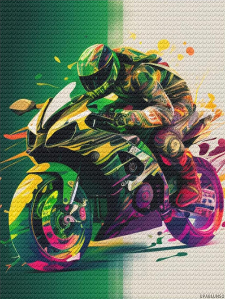 Cool Colorful Motorcycle Motorbike DIY 5D Diamond Painting by Number Kits Cross Stitch Crystal Rhinestone Embroidery Paintings Pictures Arts Craft for Home Wall Decor 12x16 Inch UPABLUNSO