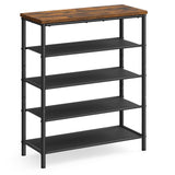 VASAGLE Shoe Rack, 5-Tier Shoe Storage Organizer for Entryway and Closet, Holds 12-16 Pairs of Shoes, 4 Fabric Shelves, Steel Frame, Industrial, Rustic Brown and Black ULBS036B01 VASAGLE