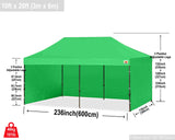 ABCCANOPY Heavy Duty Easy Pop up Canopy Tent with Sidewalls 10x20, Kelly Green ABCCANOPY