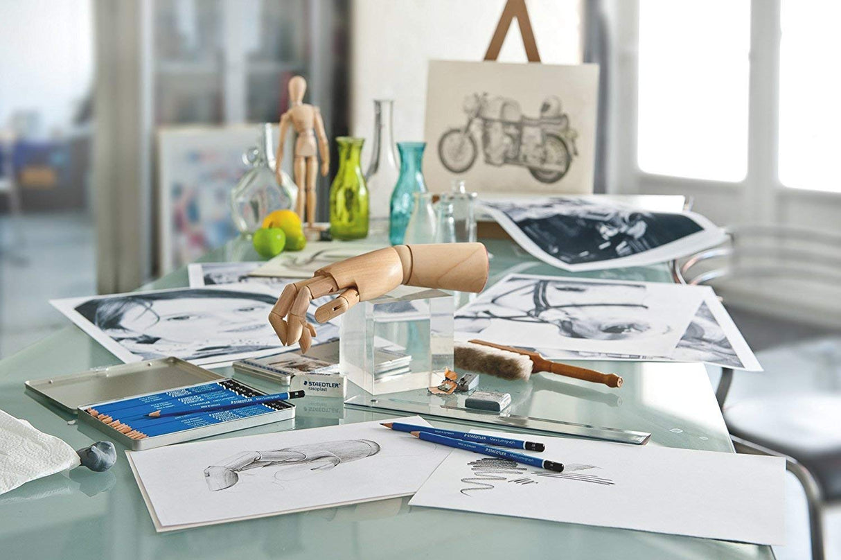 Staedtler Mars Lumograph Pencil Set – 12 Premium Graphite Drawing Pencils (6H-8B) with Sharpener & Dust-Free Eraser – Professional Sketching & Shading Kit for Artists, Designers & Students STAEDTLER