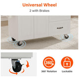 4 EVER WINNER Kitchen Island Cart on Wheels with Storage and Drop Leaf, 43" Rolling Kitchen Cart with Spice Rack & Towel Rack & 3 Drawers, White 4 EVER WINNER