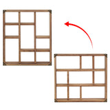 MITREL 17.7x15.7-Inch Shadow Box Display Shelf，6-Slot Rustic Floating Shelves，Larger Wood Trinket Shelf Freestanding Farmhouse Curio Shelf(6C-Brown) MITREL