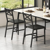 MAHANCRIS Dining Chair Set of 2, Rustic Wooden Kitchen Chairs with Backrest, Farmhouse Dining Chairs for Kitchen, Industrial Style Chair with Metal Frame, Easy Assembly, Black TBHB1001 MAHANCRIS